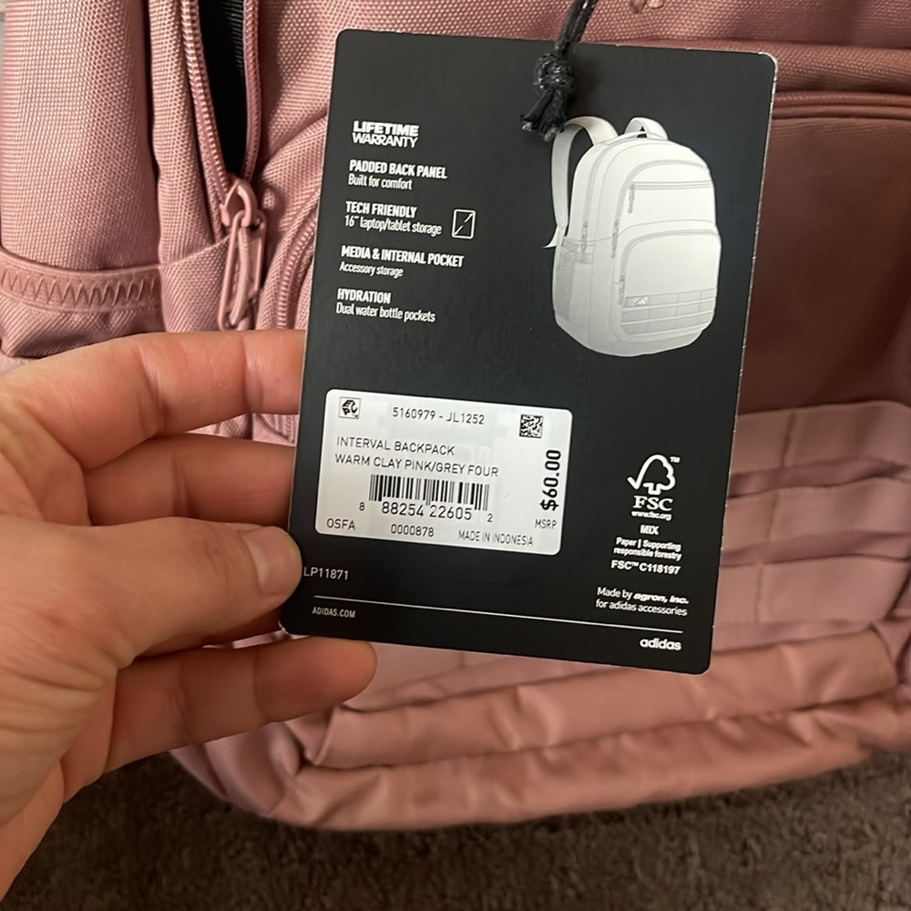 Adidas Dusty Rose Men's Backpack - Picture 2 of 4